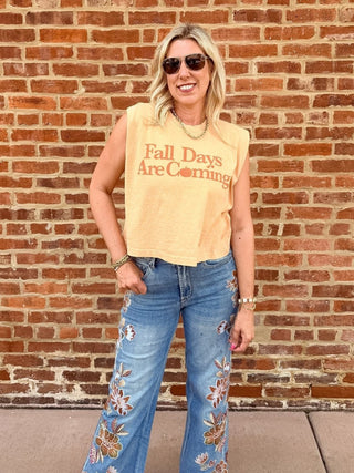 Fall Days Are Coming Sleeveless Tee - Limeberry Designs
