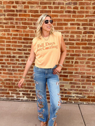 Fall Days Are Coming Sleeveless Tee - Limeberry Designs