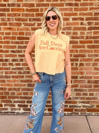 Fall Days Are Coming Sleeveless Tee - Limeberry Designs