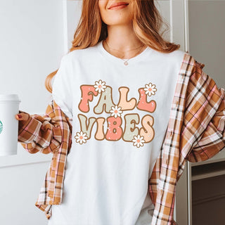 Fall Vibes Daisies Wholesale Bella Graphic Tee - Fast Shipping - Limeberry Designs