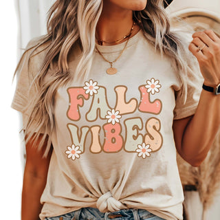 Fall Vibes Daisies Wholesale Bella Graphic Tee - Fast Shipping - Limeberry Designs