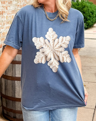 Faux Yarn Snowflake Comfort Color Tee - Limeberry Designs