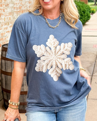 Faux Yarn Snowflake Comfort Color Tee - Limeberry Designs