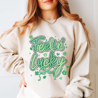 Feelin' Lucky With Bow Wholesale Graphic Sweatshirt - Quick TAT - Limeberry Designs