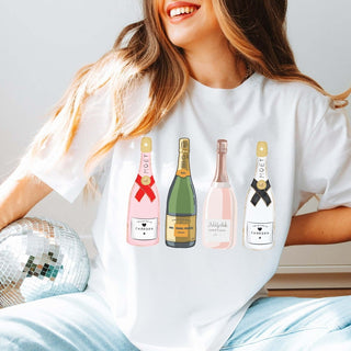 Festive Champagne Bottles Bella Graphic Tee - Limeberry Designs