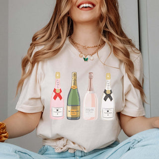 Festive Champagne Bottles Bella Graphic Tee - Limeberry Designs