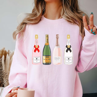 Festive Champagne Bottles Graphic Sweatshirt - Limeberry Designs