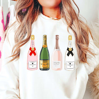 Festive Champagne Bottles Wholesale Graphic Sweatshirt - Fast Shipping - Limeberry Designs