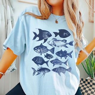 Fish Collage Comfort Color Tee - Limeberry Designs