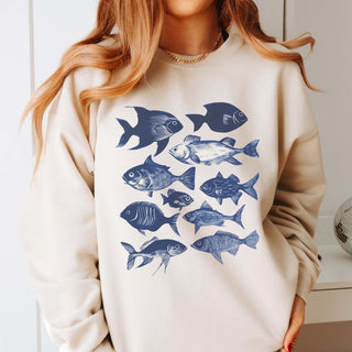 Fish Collage Wholesale Graphic Sweatshirt - Quick TAT - Limeberry Designs