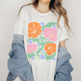 Floral Art Deco Collage Graphic Tee - Limeberry Designs