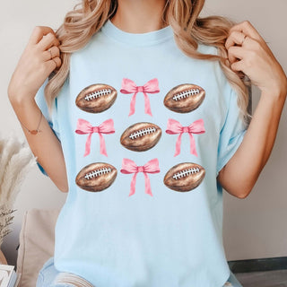 Football Bow Collage Comfort Color Tee - Limeberry Designs