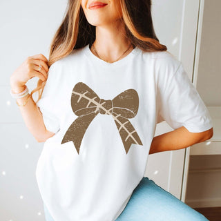 Football Large Bow Graphic Tee - Limeberry Designs