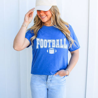 Football With Distressed Football Graphic Tee - Limeberry Designs