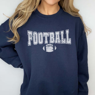 Football With Distressed Football Sweatshirt - Limeberry Designs