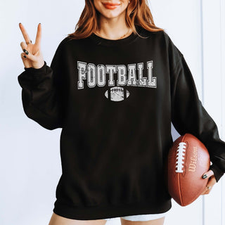 Football With Distressed Football Sweatshirt - Limeberry Designs