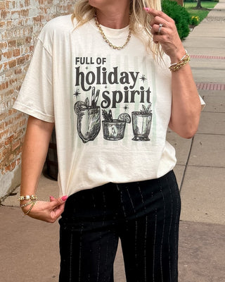 Full of Holiday Spirit with Mint Stripes Comfort Color Tee - Limeberry Designs