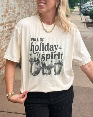 Full of Holiday Spirit with Mint Stripes Comfort Color Tee - Limeberry Designs
