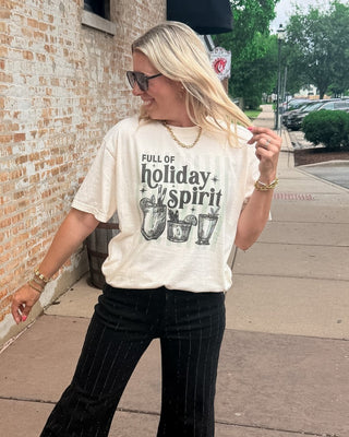 Full of Holiday Spirit with Mint Stripes Comfort Color Tee - Limeberry Designs