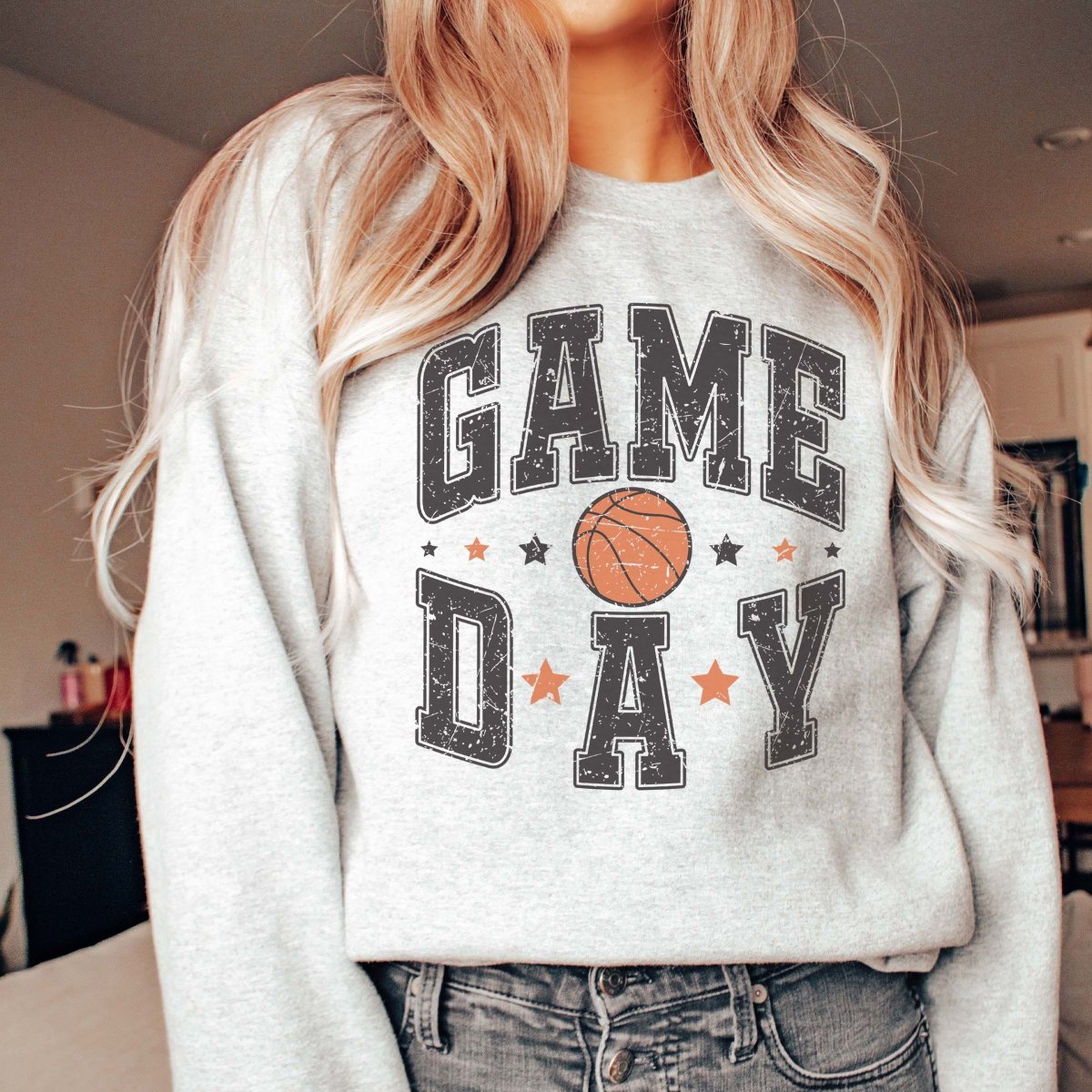 Game Day Basketball Stars Wholesale Sweatshirt - Fast Shipping - Limeberry Designs