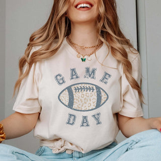 Game Day Leopard Football Wholesale Graphic Tee - Fast Shipping - Limeberry Designs