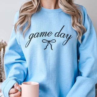 Game Day Script With Bow Graphic Sweatshirt - Limeberry Designs