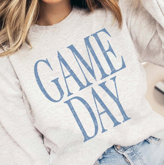 Game Day Vintage Print Ash Graphic Sweatshirt - Limeberry Designs