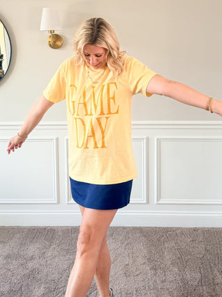 Game Day Vintage Print Yellow Comfort Color Graphic Tee - Limeberry Designs