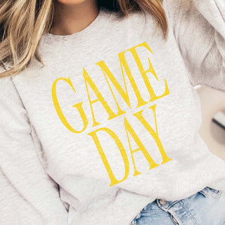 Game Day Vintage Print Yellow Graphic Sweatshirt - Limeberry Designs