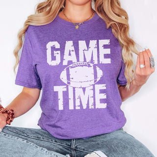 Game Time Distressed Football Graphic Tee - Limeberry Designs