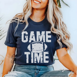 Game Time Distressed Football Graphic Tee - Limeberry Designs