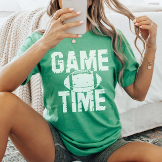 Game Time Distressed Football Graphic Tee - Limeberry Designs