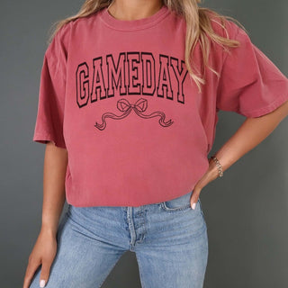 Gameday Bow Comfort Color Tee - Limeberry Designs