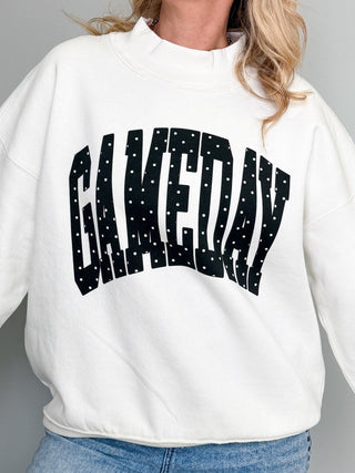 Gameday Polka Dot Mockneck Graphic Sweatshirt - Limeberry Designs