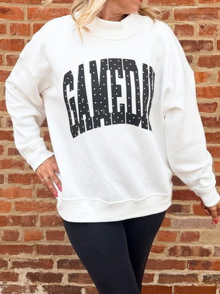 Gameday Polka Dot Mockneck Sweatshirt - Limeberry Designs