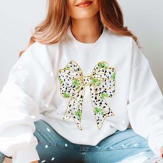 Gold Lined Shamrock Bow Graphic Sweatshirt - Limeberry Designs