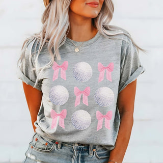 Golf Balls And Bows Collage Graphic Tee - Limeberry Designs