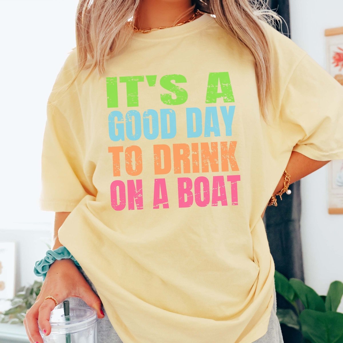 Good Day To Drink On A Boat Comfort Color Tee - Limeberry Designs