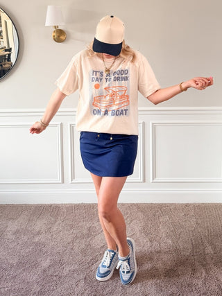 Good Day To Drink On A Boat Graphic Comfort Color Tee - Limeberry Designs