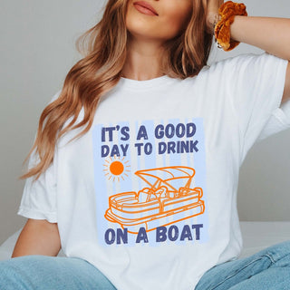 Good Day To Drink On A Boat Graphic Comfort Color Tee - Limeberry Designs