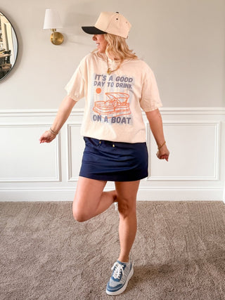Good Day To Drink On A Boat Graphic Comfort Color Tee - Limeberry Designs