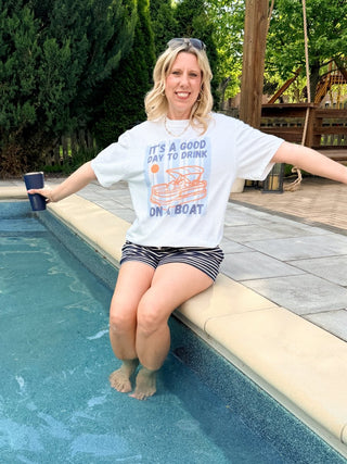 Good Day To Drink On A Boat Graphic Comfort Color Tee - Limeberry Designs