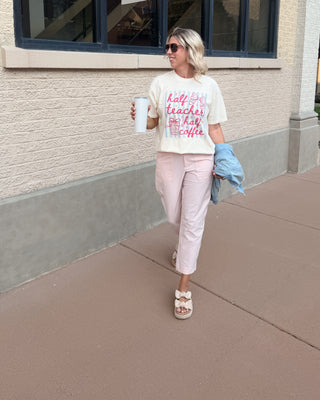 Half Teacher Half Coffee Comfort Color Graphic Tee