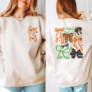 Halloween Bow Collage Graphic Sweatshirt Front & Back Design - Limeberry Designs