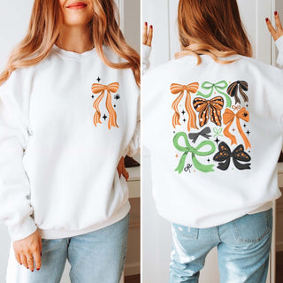 Halloween Bow Collage Graphic Sweatshirt Front & Back Design - Limeberry Designs