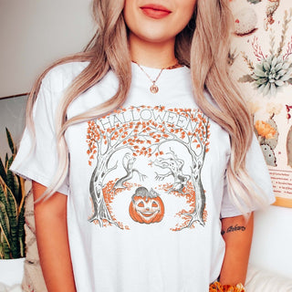 Halloween Pumpkin Cat Comfort Color Wholesale Graphic Tee - Fast Shipping - Limeberry Designs