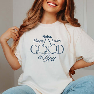 Happy Looks Good On You Comfort Color Tee - Limeberry Designs