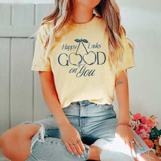 Happy Looks Good On You Comfort Color Tee - Limeberry Designs
