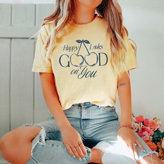 Happy Looks Good On You Comfort Color Tee - Limeberry Designs
