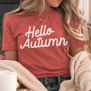 Hello Autumn Wholesale Bella Graphic Tee - Quick Shipping - Limeberry Designs